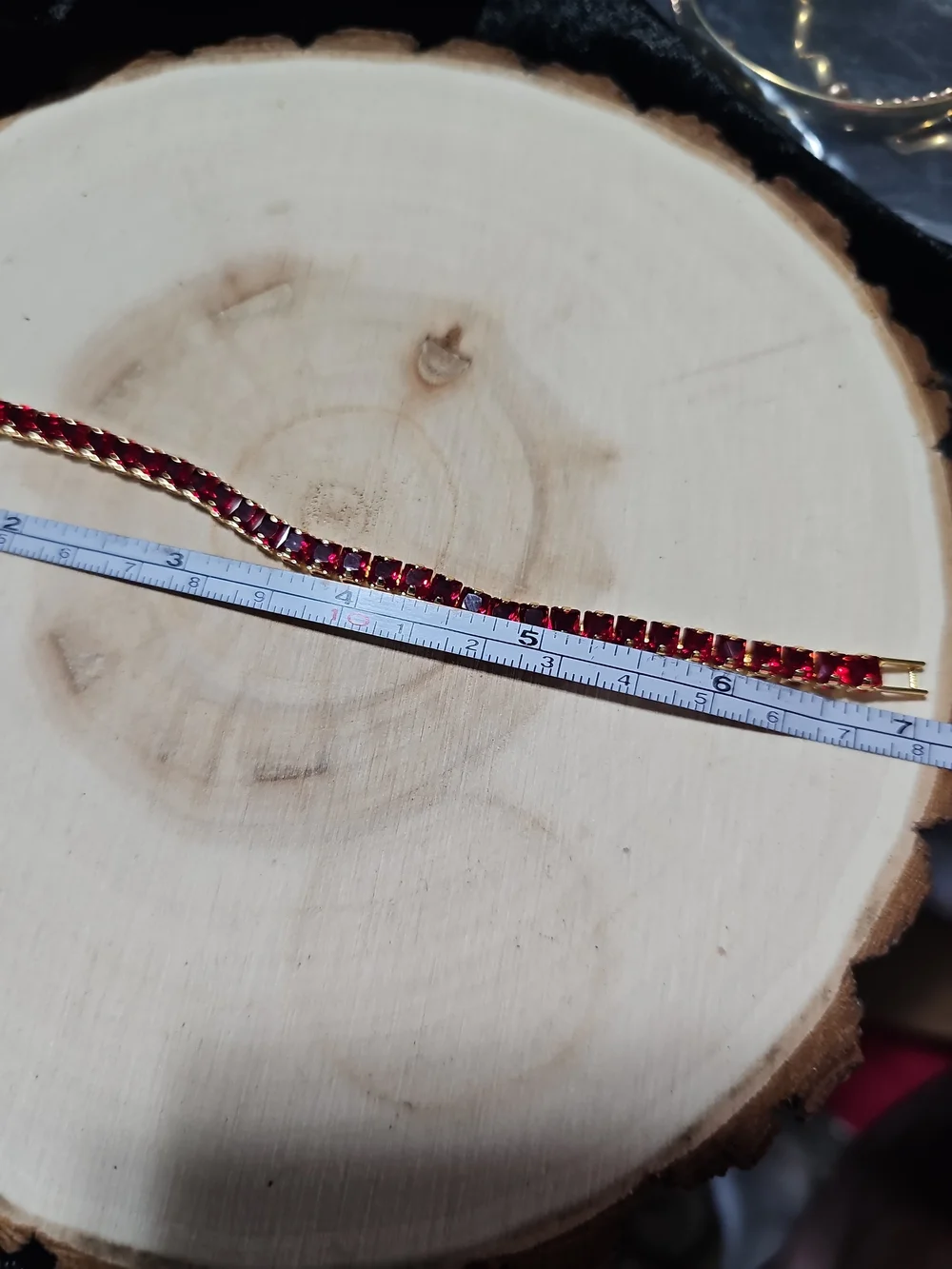 Gold Tennis Bracelet with Red Stones